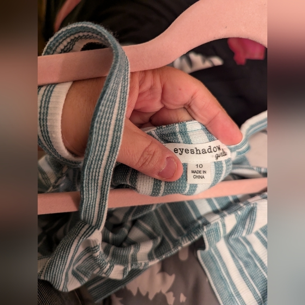 Eyeshadow Girls teal and white long pants jumpsuit‎ size 10 - Picture 10 of 12